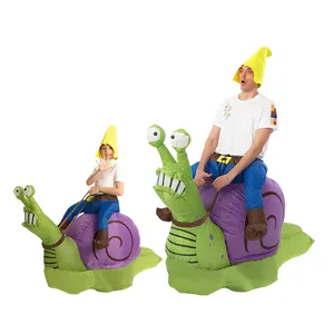 Adult Child Inflatable Giant Green Riding Snail Blow-up Costume Halloween Carnival Party