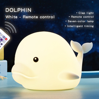 Veilleuse en silicone en forme de baleine mignonne, rechargeable par USB, commande tactile, lampe de chevet LED, lumière chaude pour enfants, chambre de bébé, cadeau pour enfants