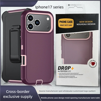 2025 nouvelle coque de téléphone antichoc robuste à 3 couches pour iPhone 17/16/15 série défense à 3 couches avec clip de ceinture et béquille