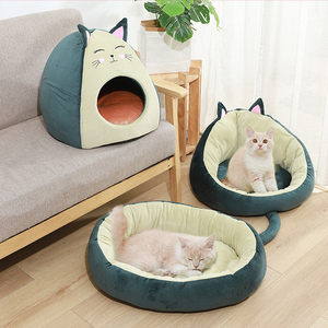 Lit pour animaux de compagnie de la série Avocado, lit pour chat et chien d'hiver entièrement fermé, yourte ronde confortable pour chat - Product Image 3