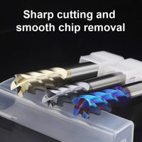 Fraise à queue CNC en carbure nano bleu haute précision 65 degrés pour métaux, 4 cannelures, acier inoxydable 4/6/8mm ODM/OEM