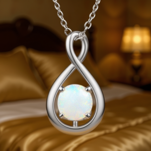 Collar con Colgante de Ópalo para Mujer XL919, Plata 925 con Baño de Rodio, Engaste de Garra en Forma de Gota de Agua, Cadena de Serpiente Clásica para Uso Diario - Product Image 2