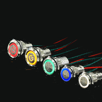 Interrupteur à bouton-poussoir métallique étanche IP67 22 mm 12 V 24 V à réinitialisation automatique marche/arrêt haute intensité avec voyant lumineux