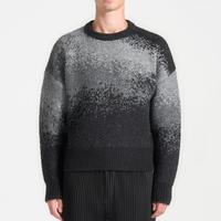 Pull en maille côtelé classique pour homme, col rond, dégradé, coupe oversize, manches longues