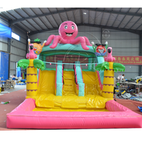 Toboggan aquatique gonflable double piste Octopus en PVC de qualité commerciale, personnalisable, avec piscine à jets d'eau, pour location événementielle intérieure et extérieure