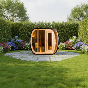 Suite de sauna carrée premium HELIUS |   Expérience de spa avec vestiaire privé et poêle élégante en acier inoxydable - Product Image 3