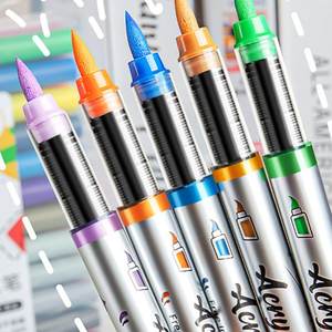 ปากกามาร์กเกอร์สีปลายแปรง24สีปากกาอะคริลิคหมึกเหลวระดับพรีเมียมสำหรับอุปกรณ์ศิลปะงานจิตรกรรมหิน - Product Image 3
