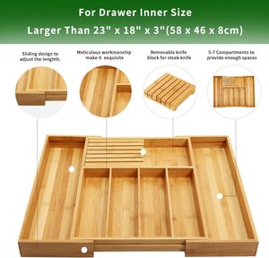 Organizzatore per Posate in Bambù, Portaposate Espandibile per Cucina con Divisori - Product Image 4