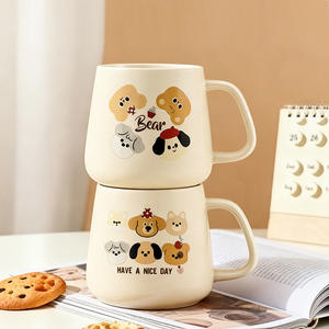 Cute Cartoon Puppy Ceramic <b>Mugs</b> Set Of Four Home Coffee Cups Instagram Style Gift For Her Him - Product Image 1