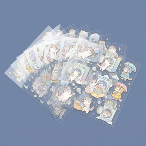 Kit d'autocollants 3D personnalisés DIY Scènes Pluvieuses <span class=keywords><strong>Chat</strong></span> Lavage Anti-stress en PET - Product Image 2