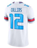 Vente en gros de haute qualité # 12 Collins # 51 Anderson Jr # 7 Stroud # 1 Maillot de football américain brodé Dell, édition limitée, maillot cousu