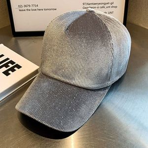 Casquette de baseball 5 panneaux en velours côtelé couleur unie (noir, rose, gris) avec nœuds et sequins, style formel, sportif, quotidien, décontracté, danse urbaine, vente en gros - Product Image 3