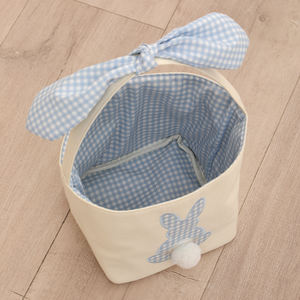 Sac à bonbons personnalisé rose bleu mignon seau à œufs paniers de pâques à carreaux avec garniture <span class=keywords><strong>pompon</strong></span> - Product Image 6