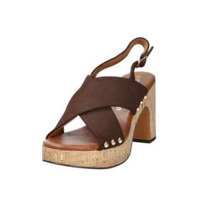 Sandalias de tacón con punta abierta para mujer Marco Tozzi, color marrón, tacón grueso de 9 cm, plataforma de corcho que aumenta la altura, talla 40 - Product Image 5