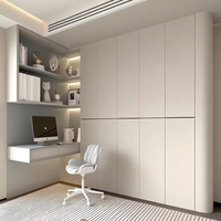 Armoire de chambre à coucher en bois élégante, moderne, autoportante, suspendue, grande capacité, avec espace de bureau flottant, durable pour une utilisation en villa