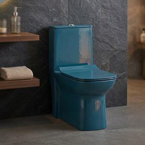 โถสุขภัณฑ์เซรามิกแบบตั้งพื้น รุ่น Athos Blue ของ Vistaar Ceramics, โถสุขภัณฑ์แบบชิ้นเดียวระบบไซฟอน พร้อมบิเดต์ - Product Image 1