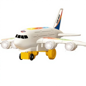 เครื่องบินของเล่นขนาดเล็ก <span class=keywords><strong>A380</strong></span> พร้อมไฟกระพริบหลากสีและเสียง  วัสดุพลาสติก  ระบบ Bump & Go ของขวัญสำหรับเด็กอายุ 2-4 ปี ใช้พลังงานจากแบตเตอรี่ - Product Image 1