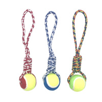 Jouet de corde durable pour animaux de compagnie avec balle de tennis pour l'entraînement à la mastication Jouet de jeu fort pour chiens actifs