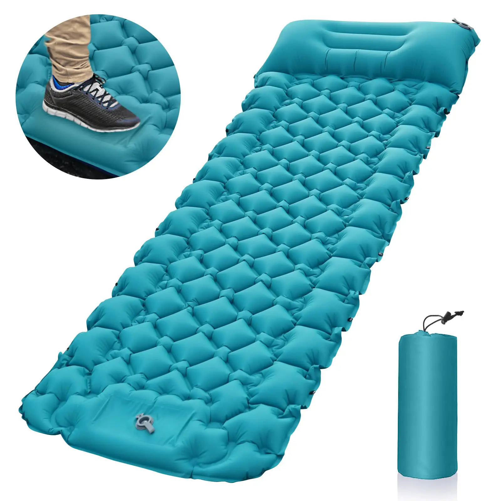 Waterproof Wholesale Air Mattress Built-in Pump Inflatable Air Bed Compact Ultralight Waterproof Camping Mat With Pillow