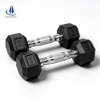 Haltères hexagonaux en caoutchouc avec logo personnalisé pour la musculation à domicile, en salle de sport ou en centre commercial