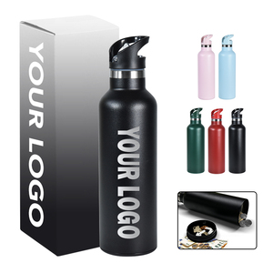 Borraccia Sportiva Nera e Oro da 25oz Senza BPA, Esterno Anti-Sudore, Acciaio Inossidabile Premium 18/8 per Alimenti, Bottiglia d'Acqua a Doppio Lato - Product Image 1