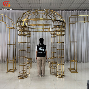 LEDA Wedding Events Hot Sale Round Metal Metal Wedding Pavilion <b>Gold</b> Stainless Steel <b>Backdrop</b> Arch - Product Image 3