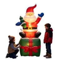 Père Noël gonflable de 1,8 m sur boîte cadeau, décoration de jardin extérieure avec souffleur IP44 et prise