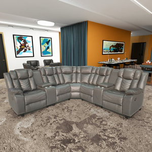Modern Electric Recliner Sofa Corner Air Leather Extendable Revolving with Two Storage Console Comfortable Living Room Furniture - Product Image 6