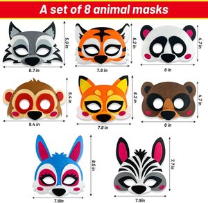 Set di 8 Maschere di Animali in Feltro per Bambini: Volpe/Coniglio/Scimmia/Tigre/Lupo/Panda/Zebra/Orso, per Feste di Compleanno, Halloween e Natale - Product Image 2