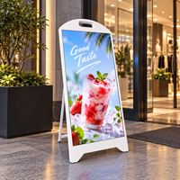 Affichage numérique extérieur étanche en forme de A avec écran HD haute luminosité pour la publicité dans les restaurants, cafés et commerces de détail