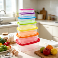 Ensemble de 7 contenants de stockage alimentaire rectangulaires en plastique PP antibactérien avec couvercles arc-en-ciel, ustensiles de cuisine, organisateur de réfrigérateur