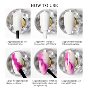 ZRKGEL Etiqueta Privada 9 colores Nail Art Design Blossom Effect Gel Nail Paint Marble Ink Gradient Acuarela Blooming Ink UV Gel - Product Image 6