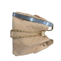Sac à bandoulière beige pour femme, aspect daim doux, détail chaîne, grande capacité, sac à main décontracté à porter en bandoulière