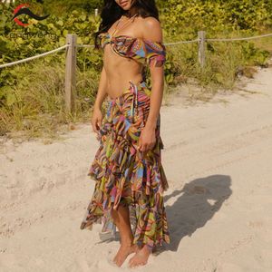 Conjunto de Bikini de Playa Personalizado de Alta Calidad TW 2026, Traje de Baño Sexy con Falda de Playa de Cintura Alta para Mujer - Product Image 1