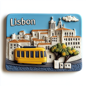 Aimant de réfrigérateur en résine unique personnalisé <span class=keywords><strong>Souvenir</strong></span> de voyage <span class=keywords><strong>Lisbonne</strong></span> imprimé en 3D feuille moyenne de style animal moderne avec logo pour la décoration de la maison - Product Image 1