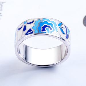 Bague en argent sterling 925 plaqué or 18 carats tendance pour mariage et fiançailles, avec émail, pour femmes - Product Image 4