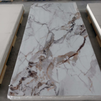 Lámina de Mármol Laminada UV 1220x2440x3mm, Panel de Pared de PVC Impermeable, Alto Brillo, Anti-Rayones, para Interiores de Hoteles y Hogares, OEM ODM