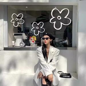 עוגת פרחים מקסימה אינסטגרם בגדים סלבריטאים חלון מדבקות פרח גדול וחלב תה חנות צילום מדבקות נייר דבק & סרט - Product Image 5