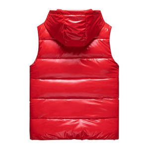 Custom Logo Men's Hooded Winter Vest Black Polyester Windproof Zipper Front Pockets Casual Outerwear - Product Image 2