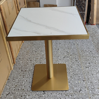 Table à manger en marbre blanc pour hôtel, base en acier inoxydable doré, tables à manger modernes, meubles de luxe