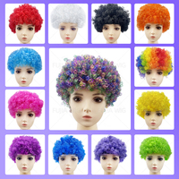 Fujia personnalisé cheveux bouclés Festival perruque couleur explosive tête hip-hop Clown personnages accessoire perruque Football coupe drapeau couleur ventilateur perruques