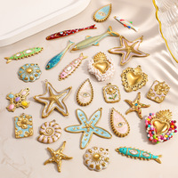 Pendentif personnalisé en acier inoxydable plaqué or 18 carats PVD, série Océan, poisson, étoile de mer, cœur, coloré, pour la création de bijoux DIY, cadeau