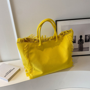 कस्टम लोगो महिलाओं के लिए बड़ी क्षमता कैनवास कंधे की थैलियों के साथ बड़ी क्षमता वाले कैनवास कंधे की थैलियां छुट्टियों के लिए हैंडबैग - Product Image 5