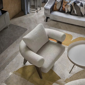Sedia da salotto moderna in legno massello con crema di lana di pecora Design per il tempo libero per <span class=keywords><strong>soggiorno</strong></span> o balcone <span class=keywords><strong>mobili</strong></span> per la casa - Product Image 3