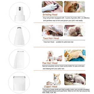 Tondeuses pour chiens 4 en 1 Kit de toilettage pour poils d'animaux Nettoyeur de pattes de chiens à faible bruit Tondeuse pour oreilles de chiens - Product Image 2