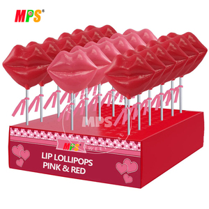 Candy Factory Wholesale Halal <strong>Lip</strong> Shape Valentine's Day Hard Candy Lollipop <strong>Sweets</strong> - Pink &amp; Red - Product Image 2