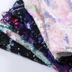 100% polyester maille broderie dentelle fantaisie multicolore paillettes <span class=keywords><strong>tissu</strong></span> pour dames robe - Product Image 1