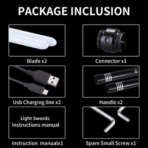 2 pcs 2 ב 1 מתכת ידית 15 צבעים נשלף קוספליי USB טעינה RGB אורות חרב אור אור-עד צעצועים - Product Image 3