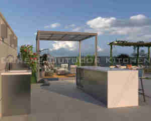 2025 dorene hiện đại thông minh màu xanh ngoài trời nhà bếp được xây dựng trong BBQ nướng sơn mài kính vòi Ngăn kéo trượt bản lề <span class=keywords><strong>MDF</strong></span> nhà máy trực tiếp - Product Image 2