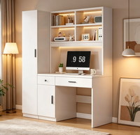 HANSIYI Bureau d'ordinateur et armoire intégrés pour chambre d'enfant, combinaison en bois massif, moderne, écologique, durable, grande capacité